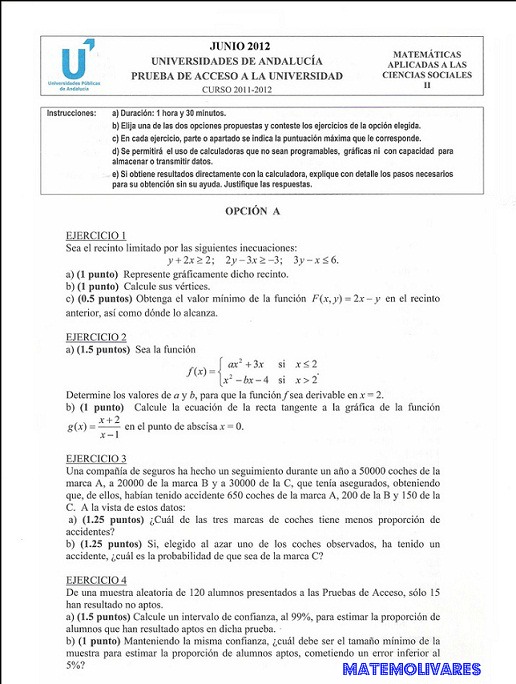 Selectividad-Andalucía-2012-Matemáticas CCSS-Opción A