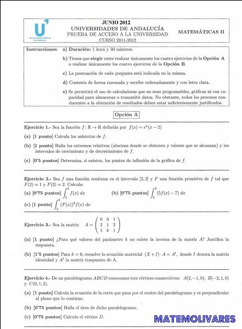 Selectividad-Andalucía-2012-Matemáticas II-Opción A
