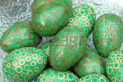 Bunch of green painted easter eggs Stock Photo - 2390139