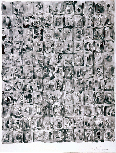 JASPER JOHNS Gray Numbers (1966) Ink on vellum (18 x 13 3/4 inches) Signed and dated on lower right, ’J. Johns 1966’